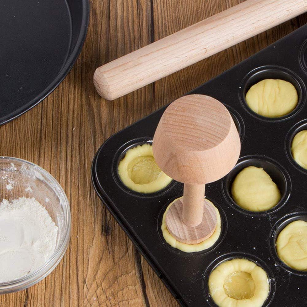 Wood Double Sided Tart Tamper Pastry Tamper Dough Tart Presser Pastries Pusher Baking Shaping Kitchen Tool - Image 2