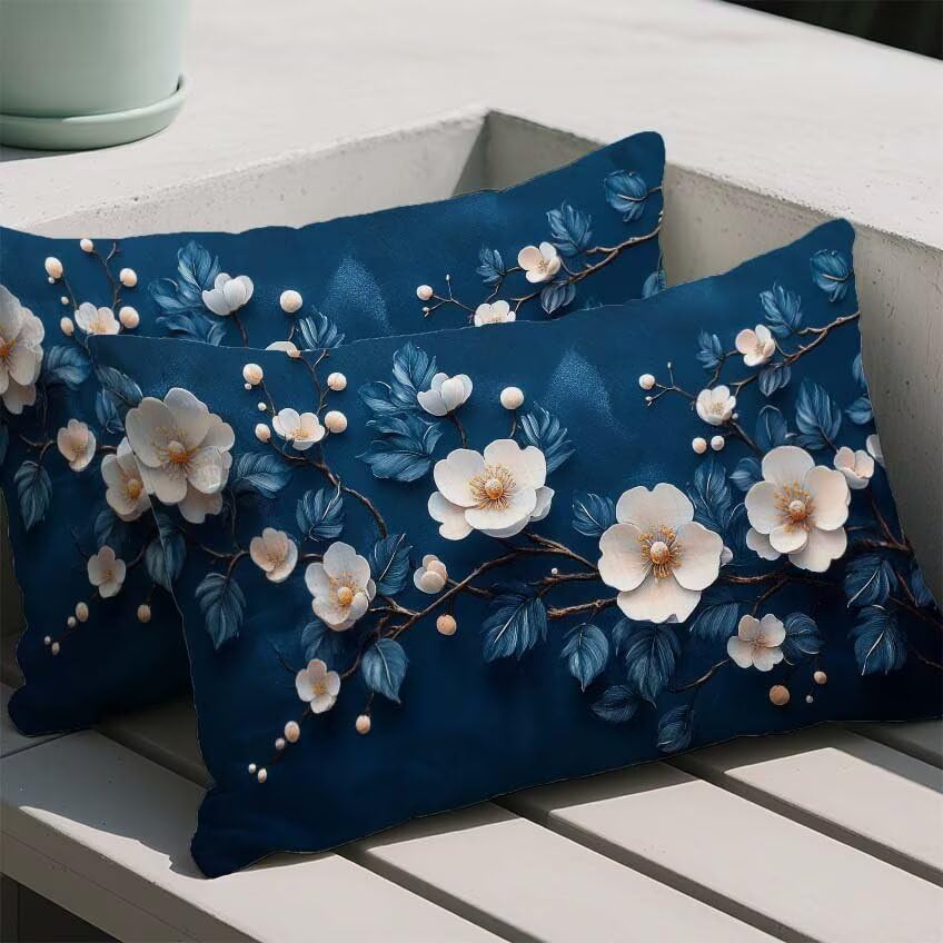 Housse de coussin bleu marine M-312 de qualité supérieure avec impression double face