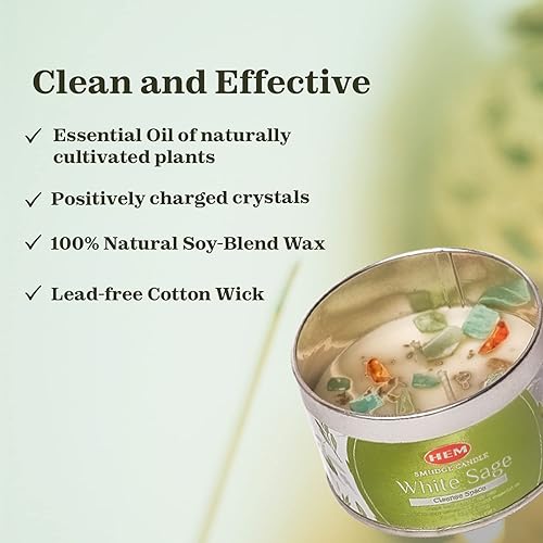 Miniatura 9 de Vela de Palo Santo con cristales, velas de soja natural de 9.5 onzas perfumadas, velas suaves de protección del aroma de madera de Palo Santo  Larga