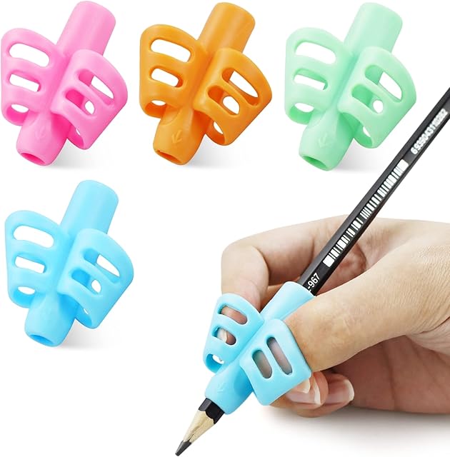 LAMXD 4pcs Pencil Grips for Children Handwriting, Pencil Grip for Left and Right Hand, Correction Writing Aid