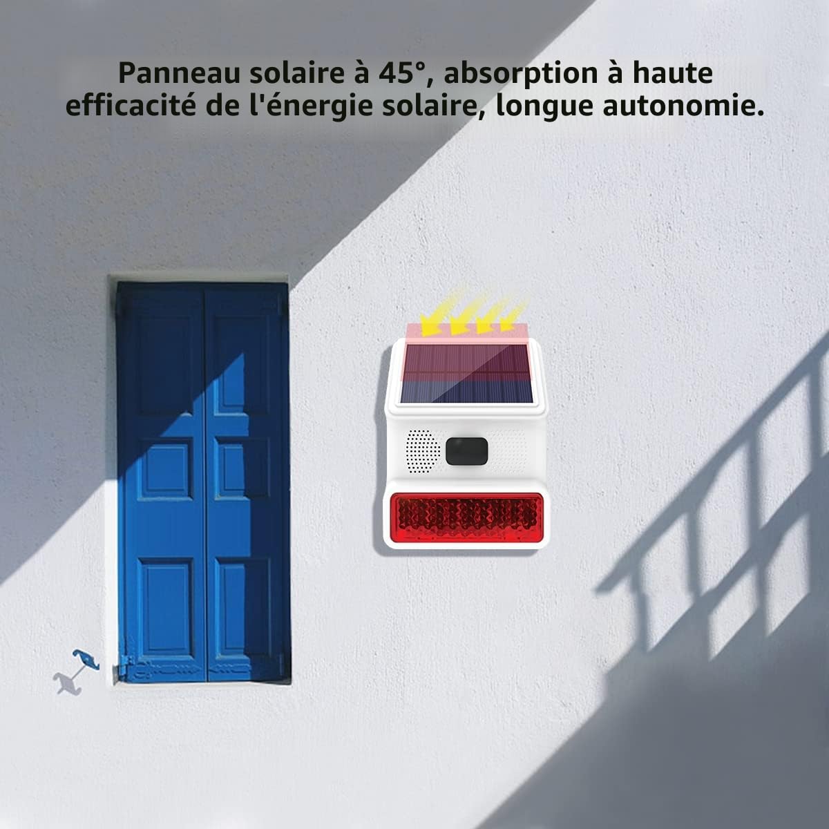 Sirène d'alarme Sirène extérieure Solaire avec Fonction de lumière Clignotante LED Sirène extérieure sans Fil 433 MHz Compatible avec Dadvu PG103 ; PG107; PG108 (PE523)