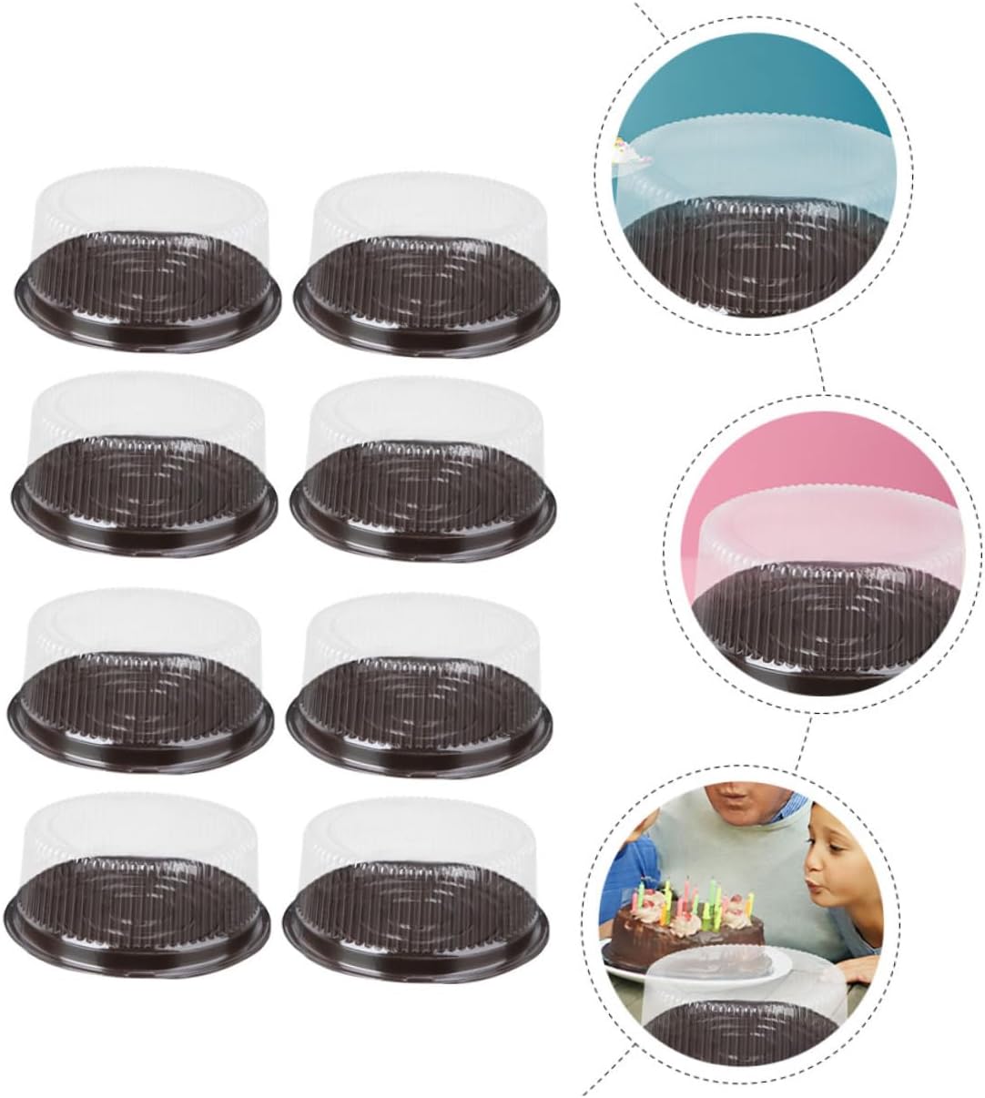 Unomor 30pcs Transparent Plastic Cake Boxes Dome Cover Mousse Packing Box for Muffins Treats Design for Home Bakery Use View Cake Holder Shape