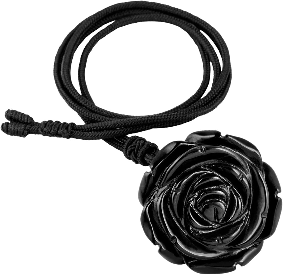 TUMBEELLUWA Crystal Flower Necklace Carved Floral Pendant with Cord Healing Stone Jewelry for Women - Image 2