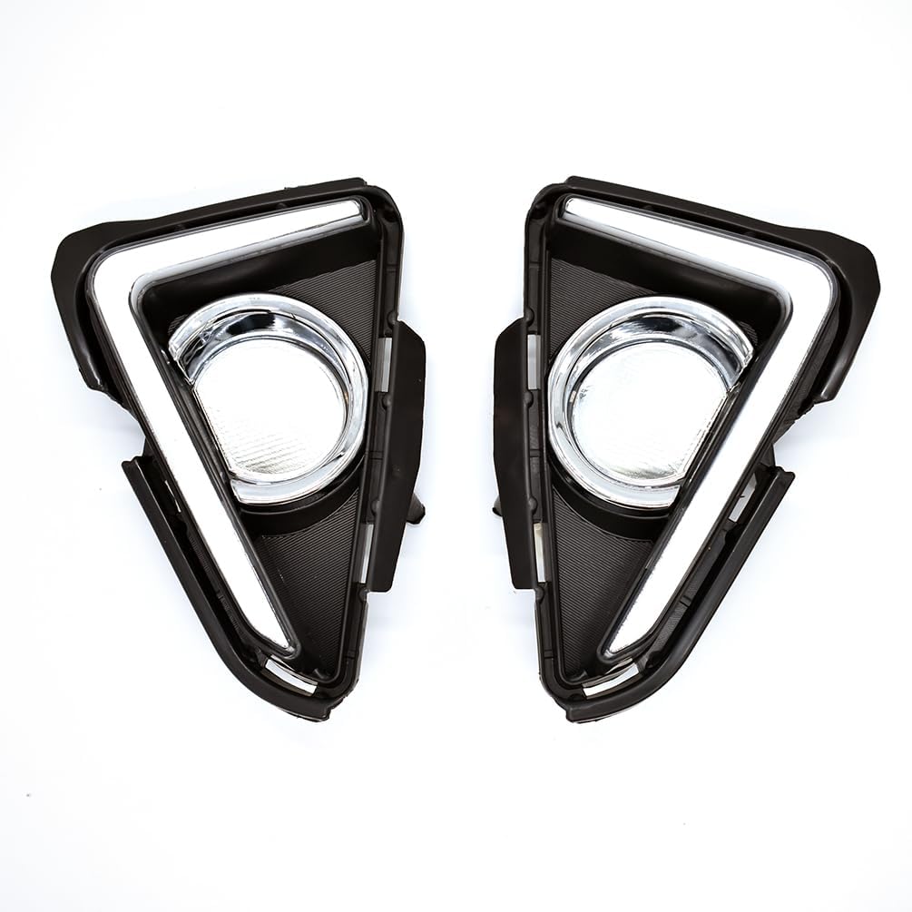 Compatible With Toyota RAV4 2016 2017 2018 Car LED DRL Daytime Running Lights Turn Signal Yellow Indicator Daylights Replace Fog Lamp Covers Accessories