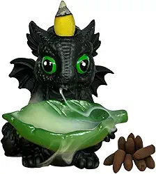 Incensário Cascata Dragão Porta Incenso Vareta e Cascata Backflow Fumaça Invertida + 10 Incensos cone Premium Sortidos