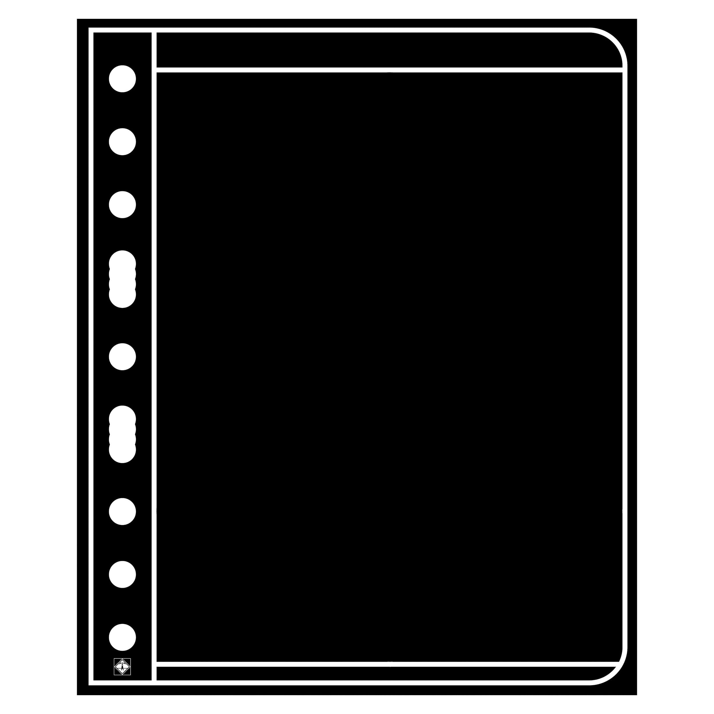 Lighthouse - Vario Stamp Pages for Stamp Albums, Black 9-Hole Binder Pages with 1 Pocket for Stamp Collection - Pack of 5