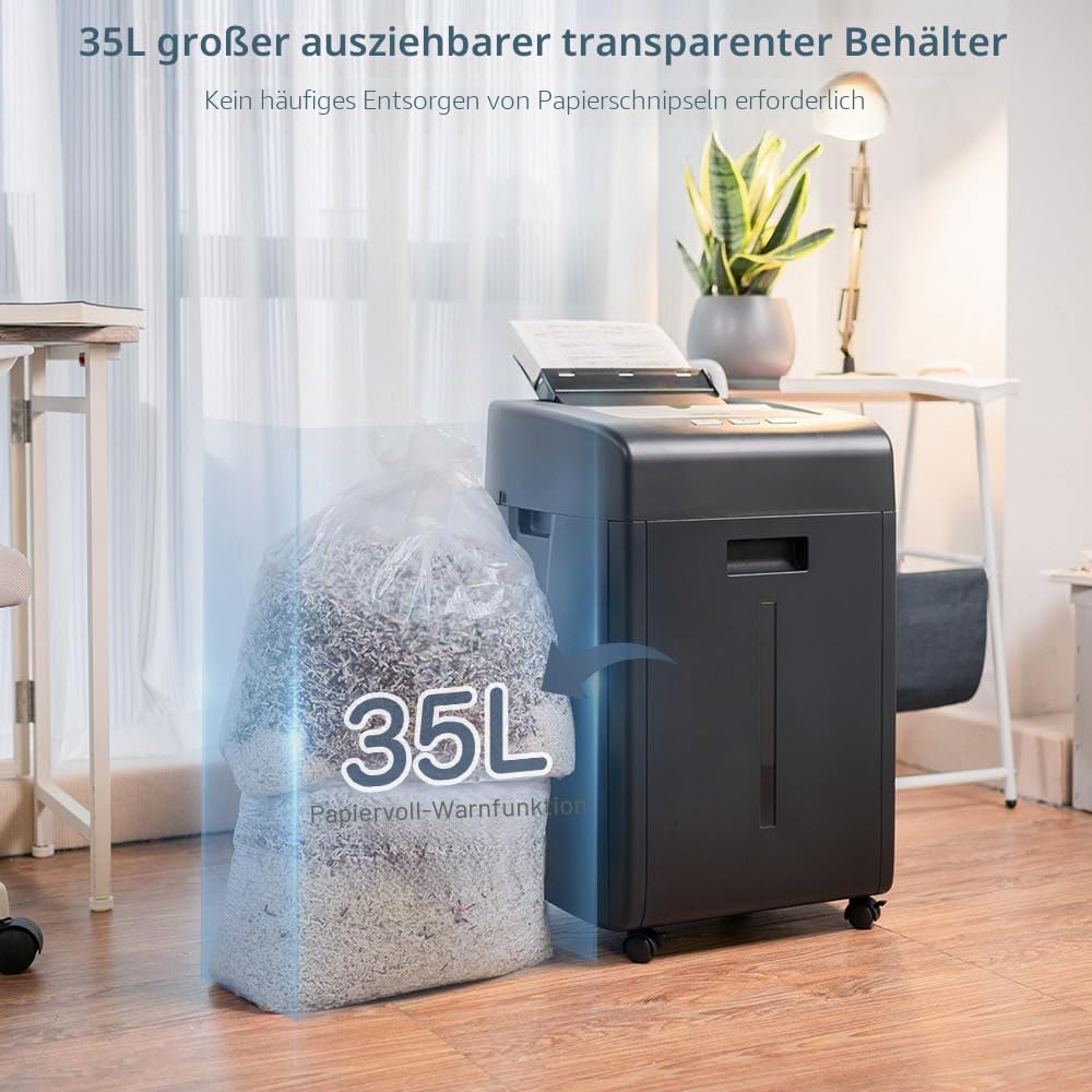 Aktenvernichter Automatischer Schredder Papier 200 Blatt | P5 Sicherheit Mikroschnitt Papierschredder Professionell für CD Kreditkarten 60 Min - Büro Haushalt Zuhause Schule Homeoffice