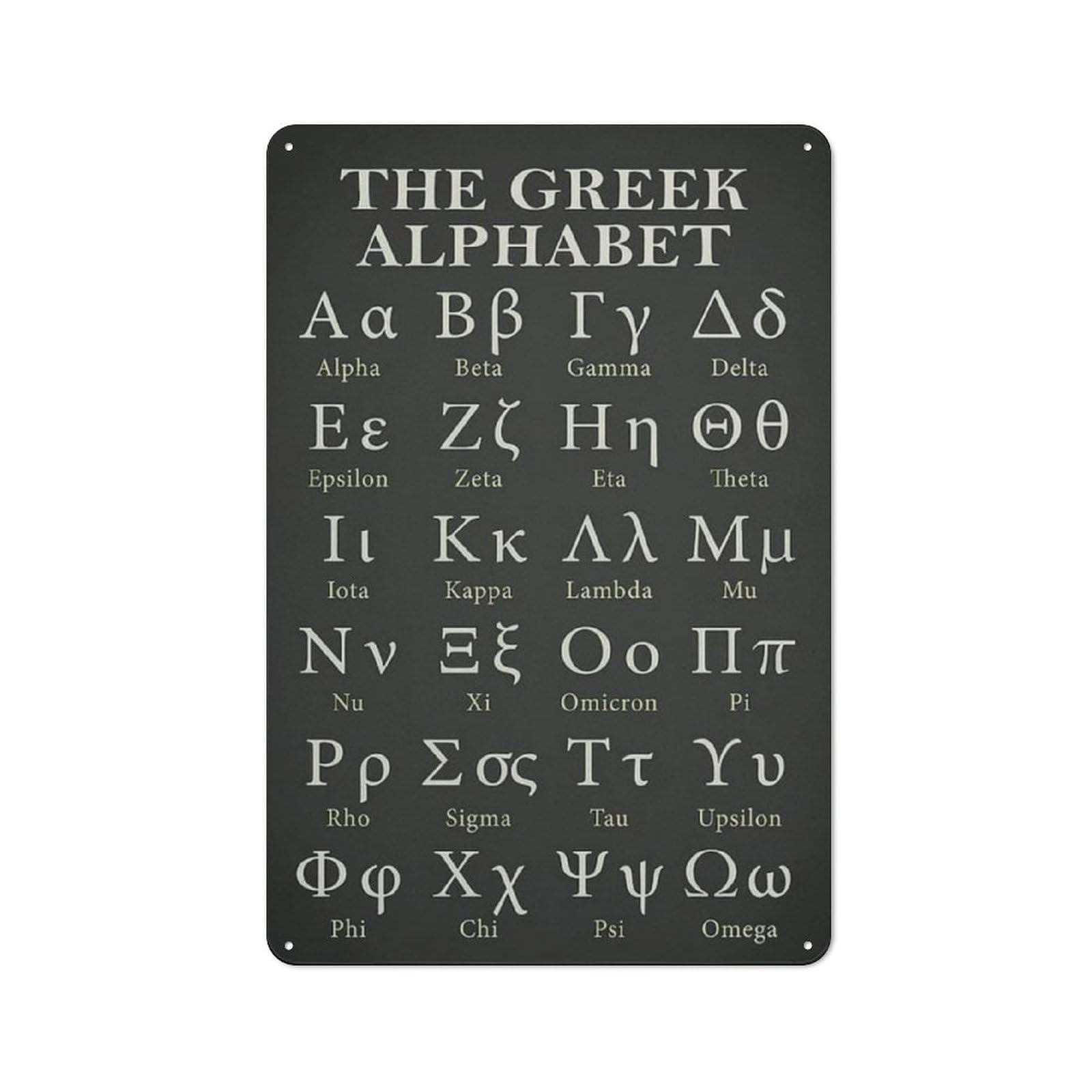 Acdoet Tin-18 Rustic Metal Tin Sign Greek Alphabet Poster Greek Language Knowledge Plaque Classroom Education Wall Art Decoration Posters And Prints Wall Art For Living Room Bedroom Decor 8X12 Inch