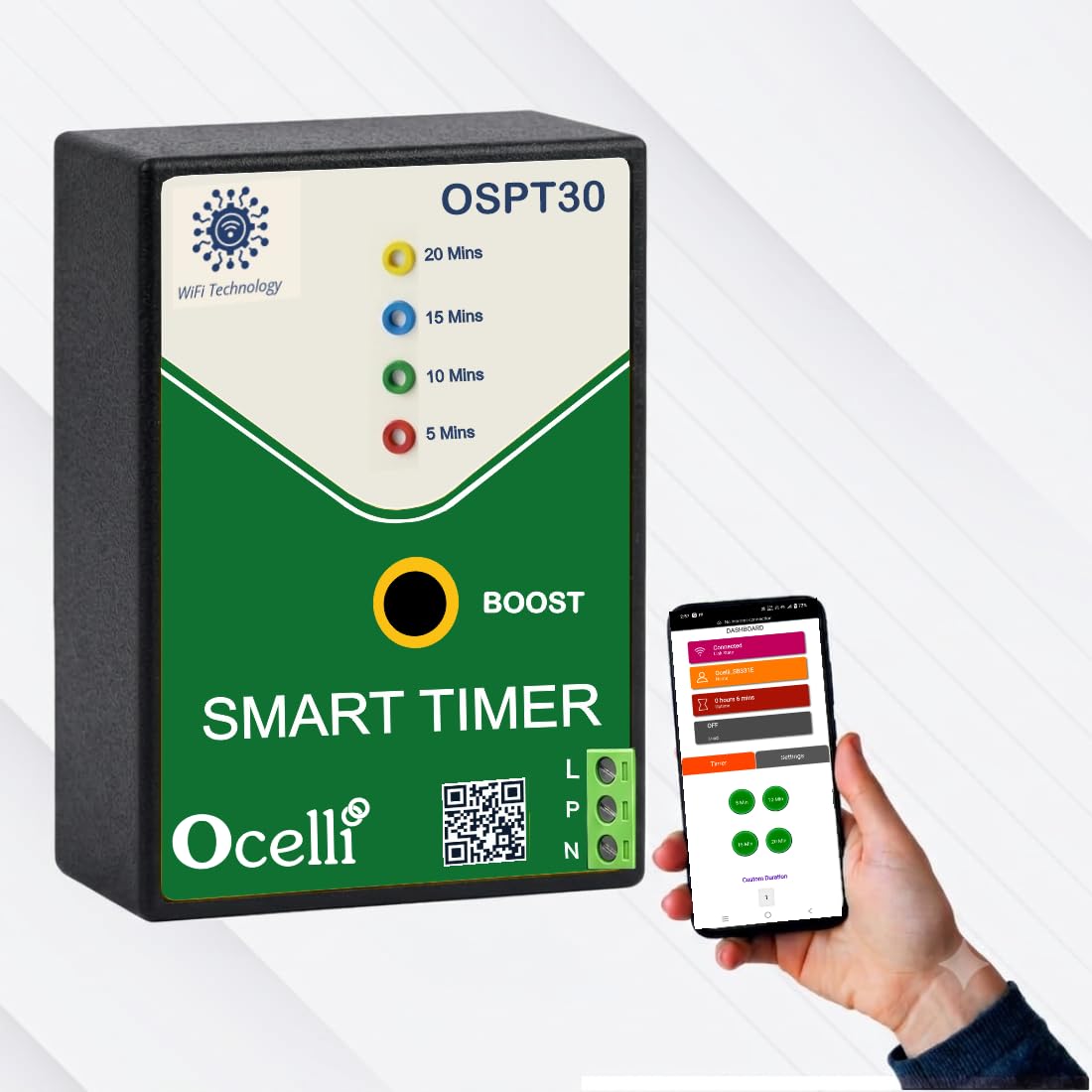 OCELLI Smart Timer Switch for Pump, Geyser & Motor | 5/10/15/20 Min Auto Cut-Off | Smart App & Manual Control | 30A Heavy Duty Relay | Energy Saving Auto Off Timer-image-4