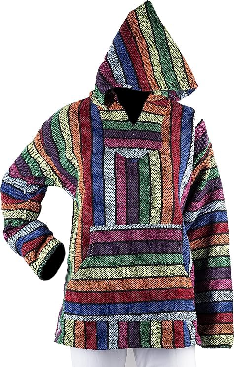 Unisex Multicolor/Rainbow Mexican Baja Hoodie Jacket