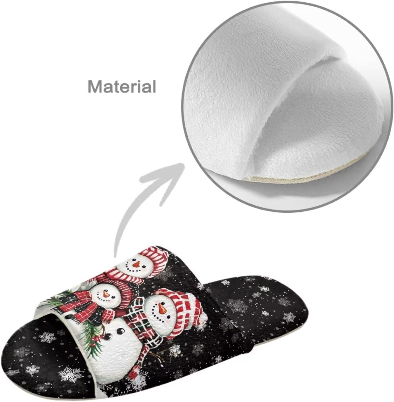 Xmas Fuzzy House Slippers for Women Women Warm Slip-On Spa Slippers for Guests Open Toe Soft Cushioning 3 Pairs