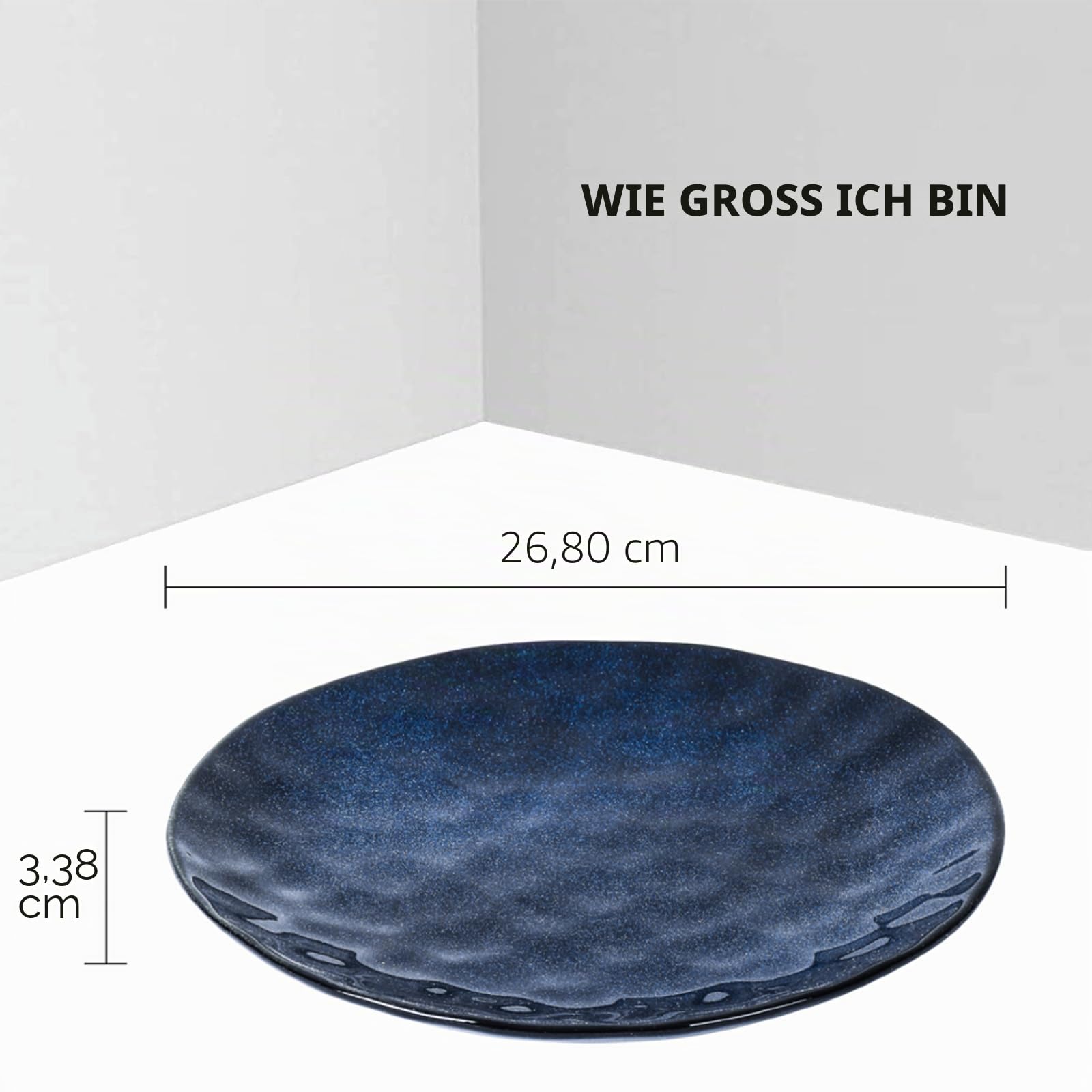 Vicrays Keramik Speiseteller, 6-er Set, Ø 27 cm, Porzellan Speiseteller oder Frühstücksteller für Ihre liebsten Speisen, spülmaschinengeeignet (Sternenblau)