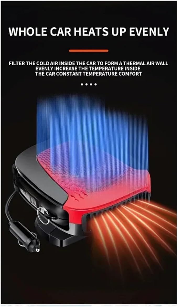 Calefactor Eléctrico Portátil 12V Convector para Auto con Desempañador miniatura 4