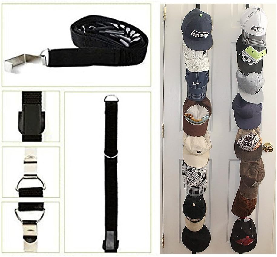2PACK Nylon 16pcs Caps Hook Holder Hat Racks Caprack Baseball Cap Organizer