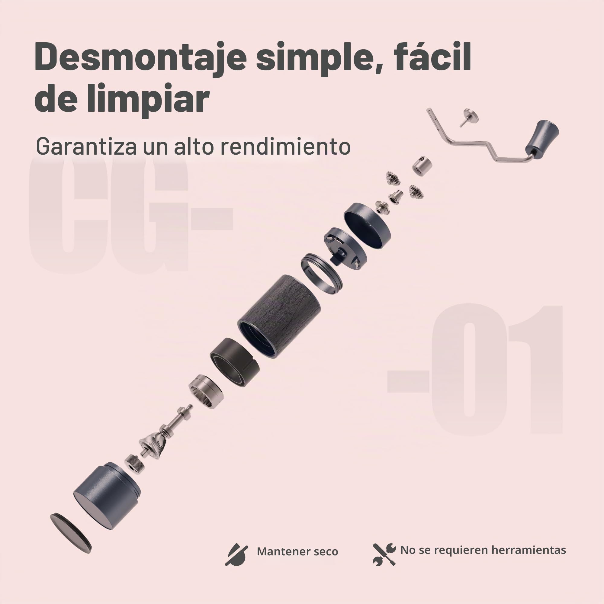 Molinillo manual de granos de café, pequeño molinillo de café profesional, Con 90 configuraciones ajustables, molinillo de 10 estrellas mejorado para prensa francesa, vertido