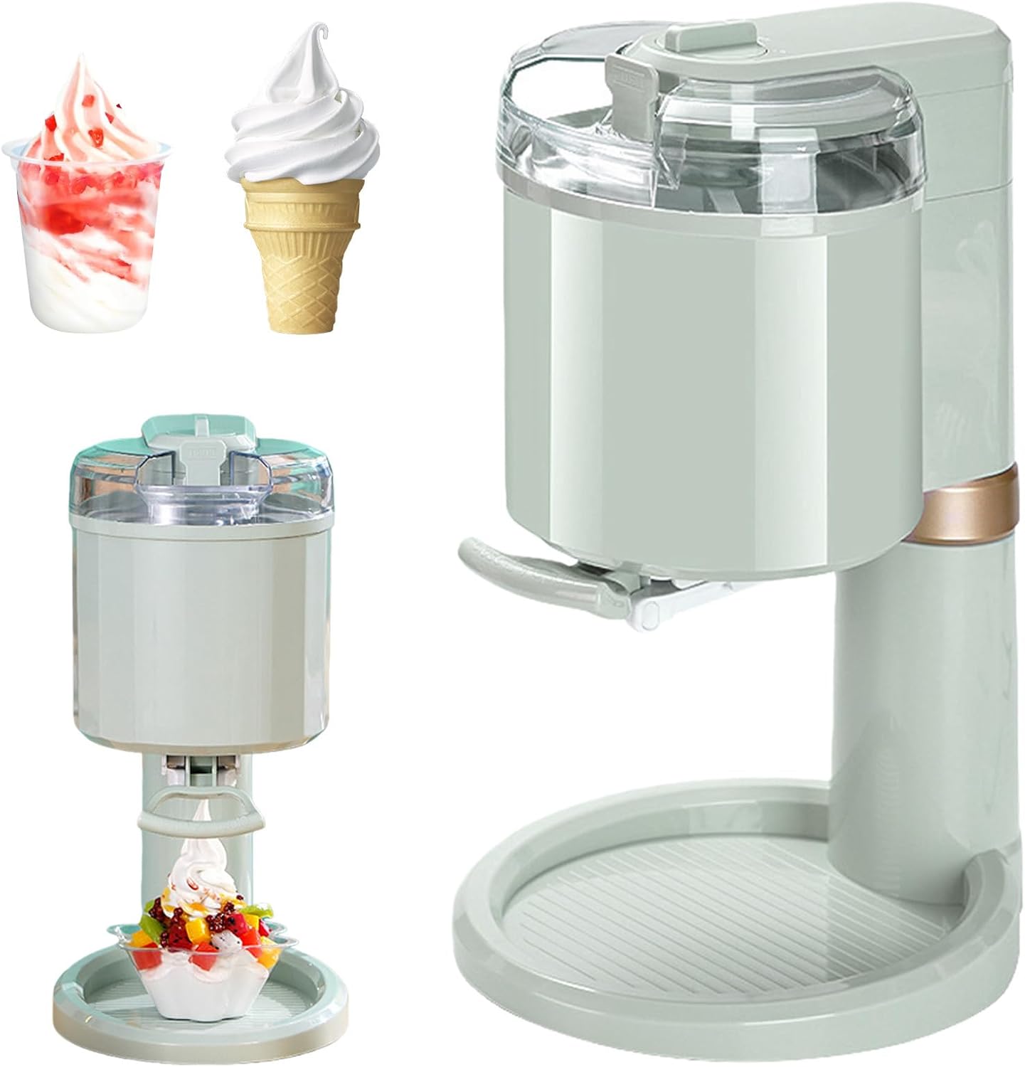Soft Ice Cream Maker, Automatic Ice Cream Maker Machine Portable Soft Icecream Machines for Home Mini-ice Cream Makers Dispenser Countertop Yoghurt Makers for Home Cafe Offices