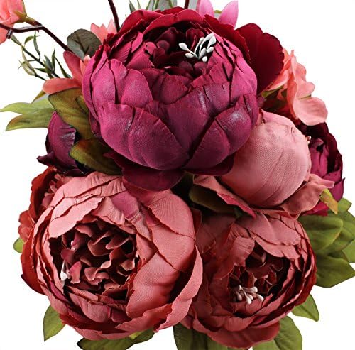 Duovlo Fake Flowers Vintage Artificial Peony Silk Flowers Wedding...