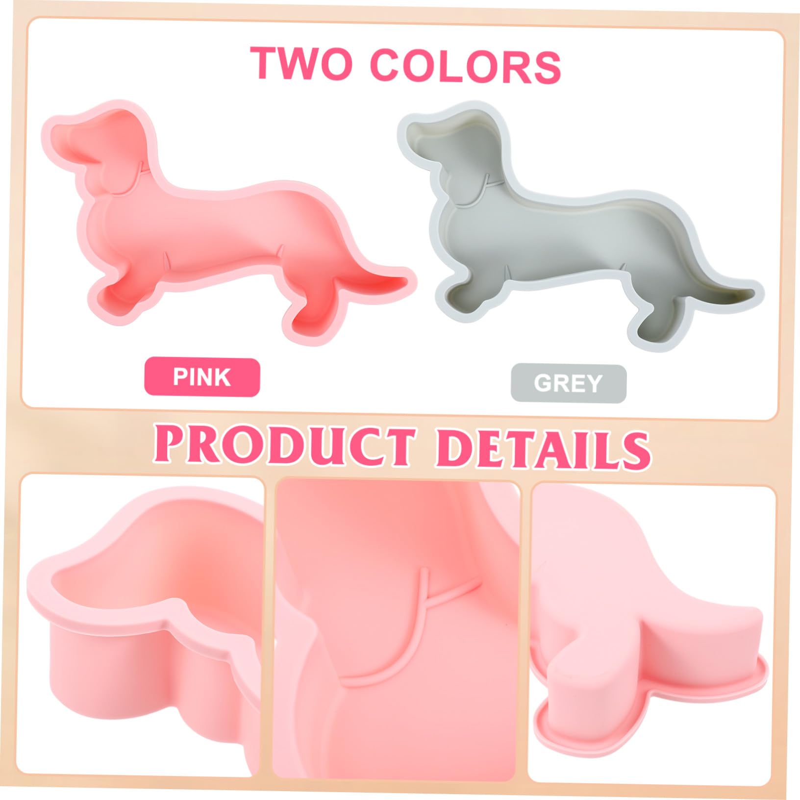 Molde de Silicona Antiadherente para Dulces en Forma de Perro, Resistente al Calor, 2 Piezas para Hornear Pasteles y Golosinas en Cocina DIY