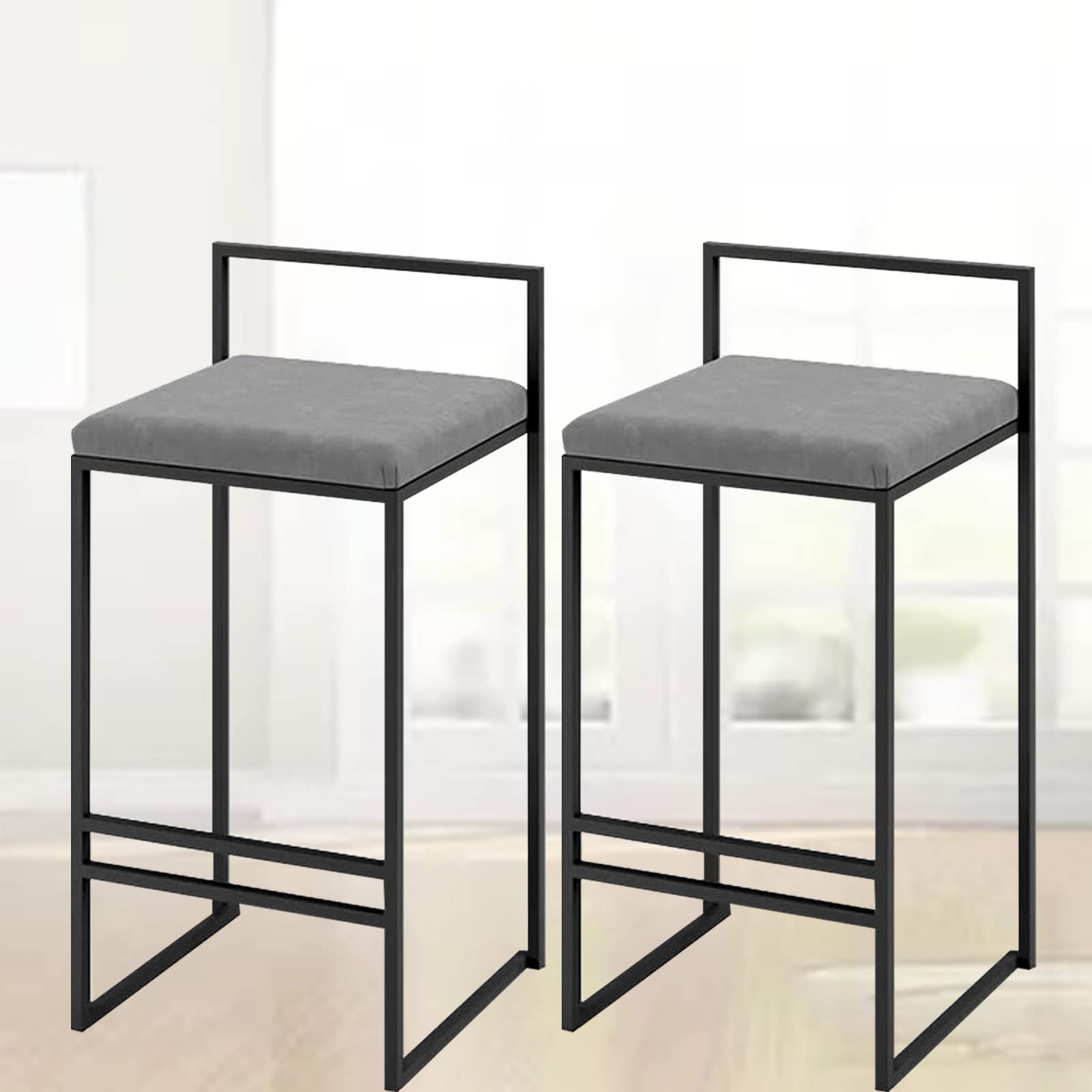 Tabourets de bar de cuisine lot de 2 assise rembourrée hauteur 66cm montage facile