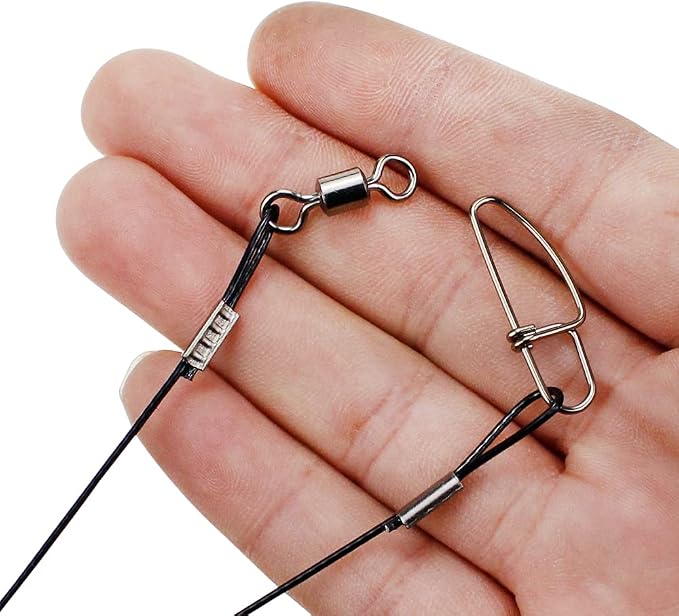 Joyiii 20Pcs 19inch Over 100Lb Fishing Wire Leaders Heavy Duty Fishing Stainless Steel Wire Leaders with Swivels and Snaps miniatura 6