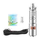 Deep Well Submersible Pump, Submersible Water Pump 98ft Lift 264Gal/H with Pure Copper Motor, Stainless Steel Irrigation Bore Deep Pumps for Farm, Home, Industrial, Livestock Drinking (12V 180W)