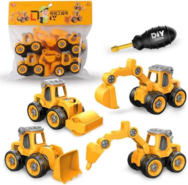 SUPER TOY 4 Pc Take Apart Construction Trucks Toys for 2 3 4 5 Year Old ...