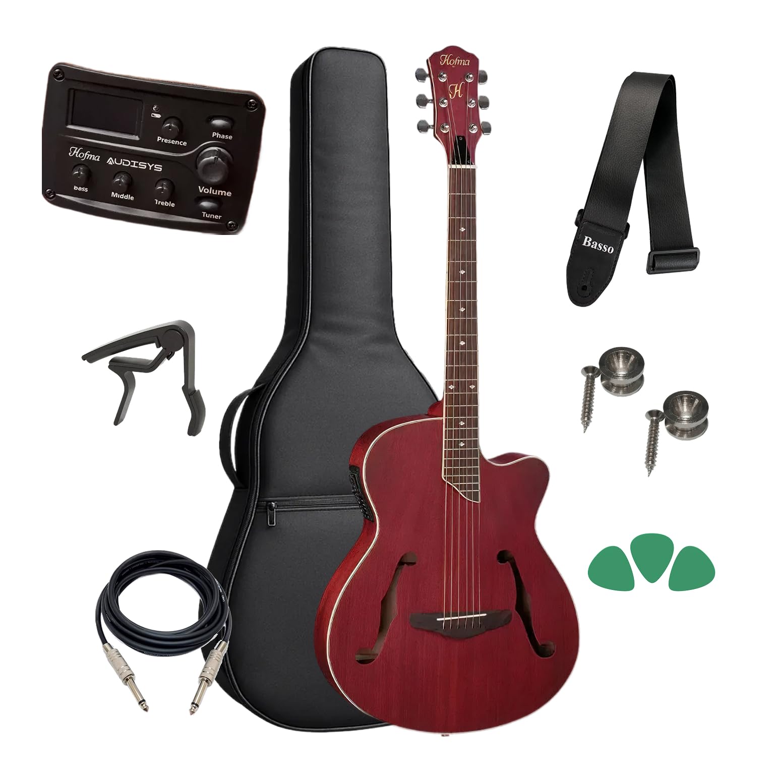 Violão Hofma Hmf 240 Mini Jumbo Red Kit Capa Luxo Acessórios