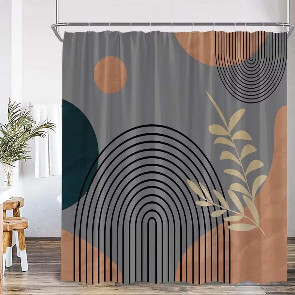 Rideau de douche abstrait moderne ligne simple pour décoration de salle de bain