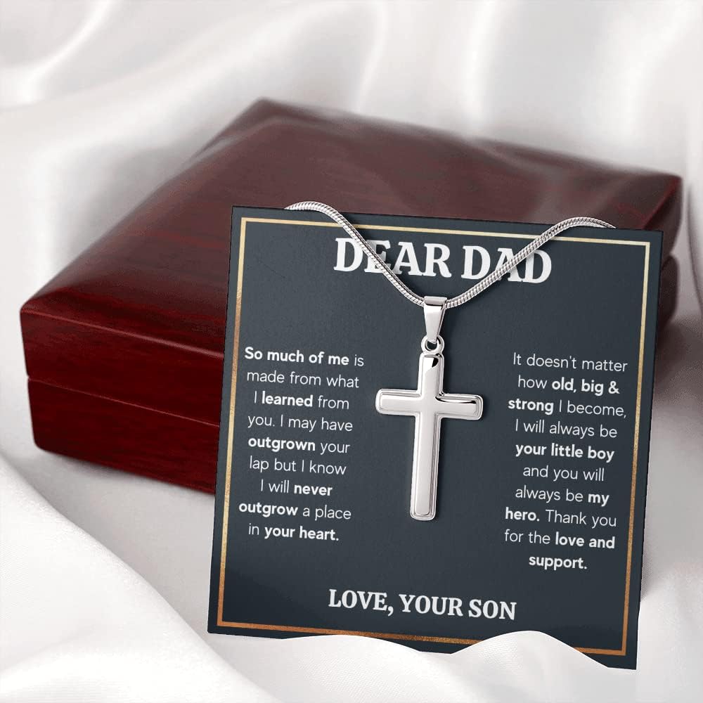 FG Family Gift Mall Dad Birthday Gifts From Daughter, Dad Gifts From Son, Best Dad Ever, Necklaces For Dad, Father Birthday Present, Son and Dad Faith Cross Necklace