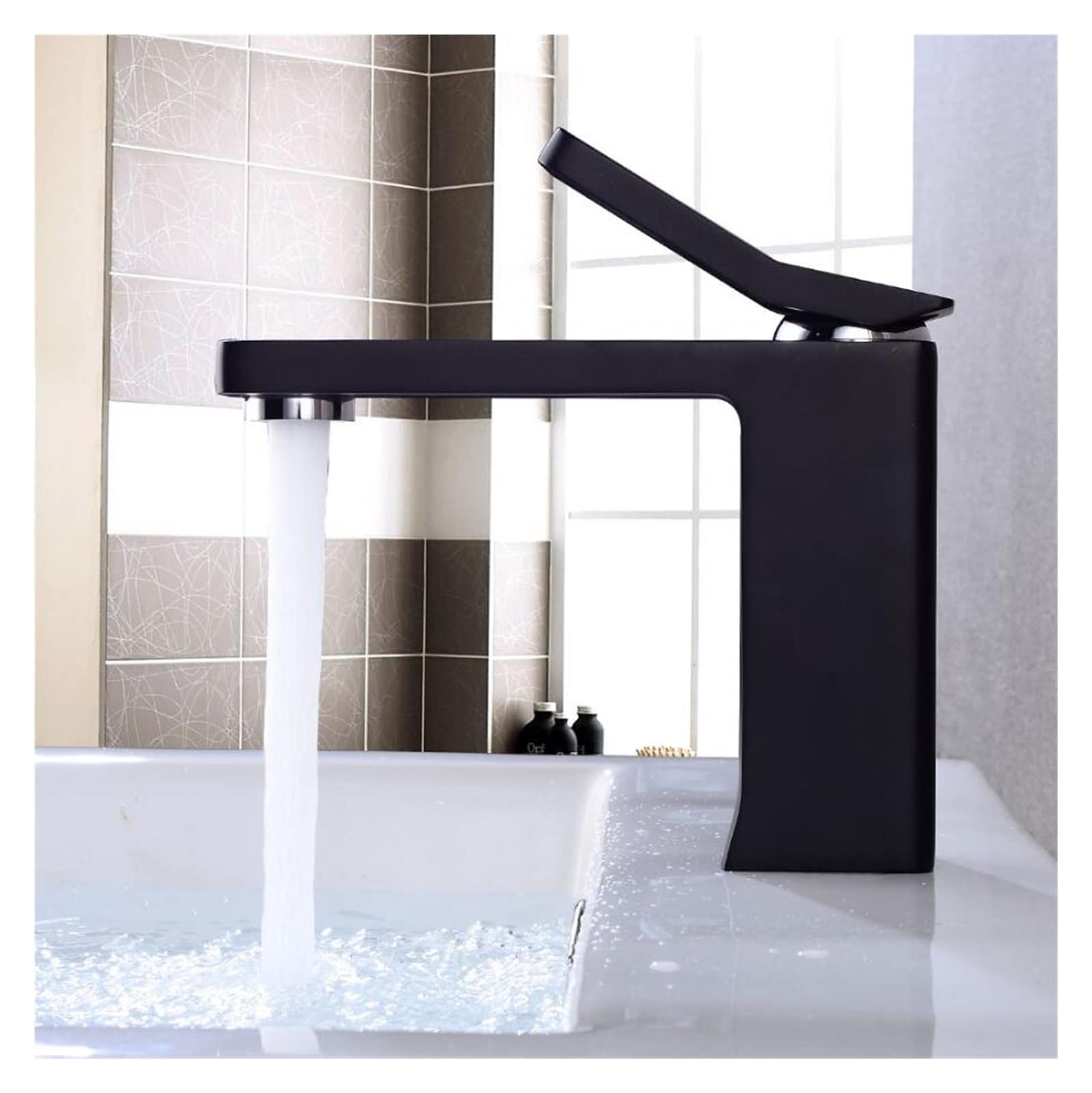 Mitigeur de lavabo noir robinet moderne en laiton sans fuite eau chaude