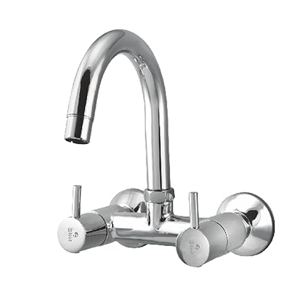 ESSE18 (FT20-118) Brass Kitchen Sink Mixer for Kitchen Sink with 360 Degree Rotating Spout/Wall Mounted for Hot and Cold Water
