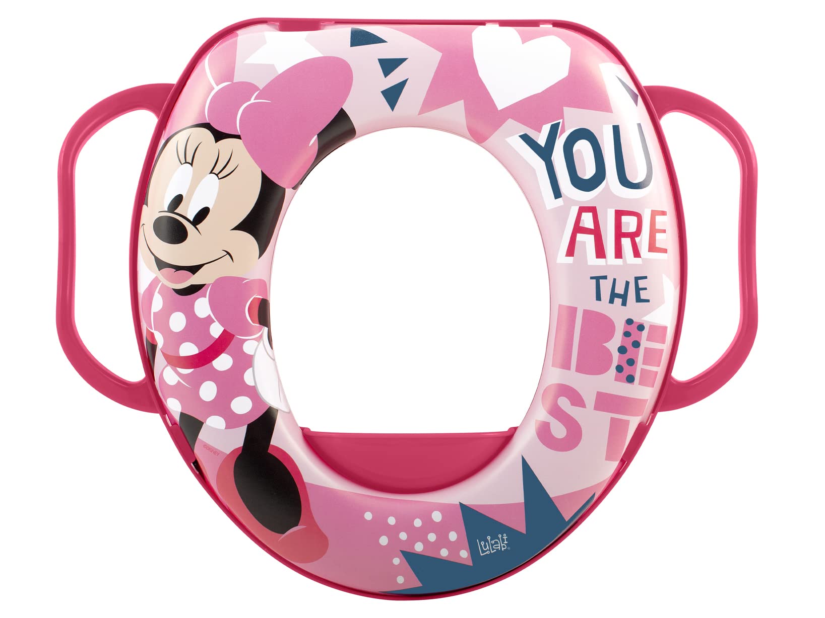 Lulabi Riduttore WC Bambini – Disney Minnie Mouse Collezione Icon, Seduta Morbida con Manici, Colore Rosa e Fucsia – Comfort e Sicurezza per lo Spannolinamento