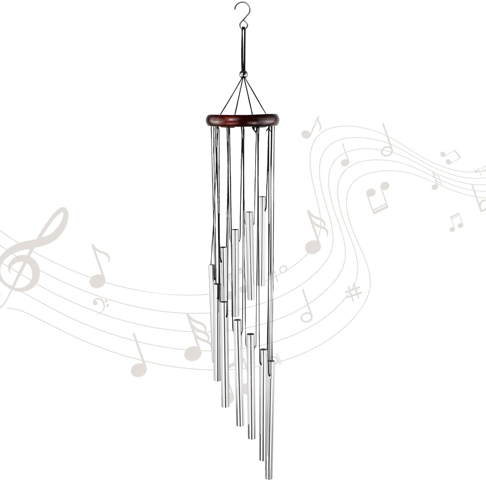 Carrillón de Viento, Campanillas de Viento, con 12 Tubos de Aluminio, Campanas de Viento, Campanilla eólica de jardín de Metal, Carrillon de Viento Exterior, para Jardin Balcón Hogar Decoracion