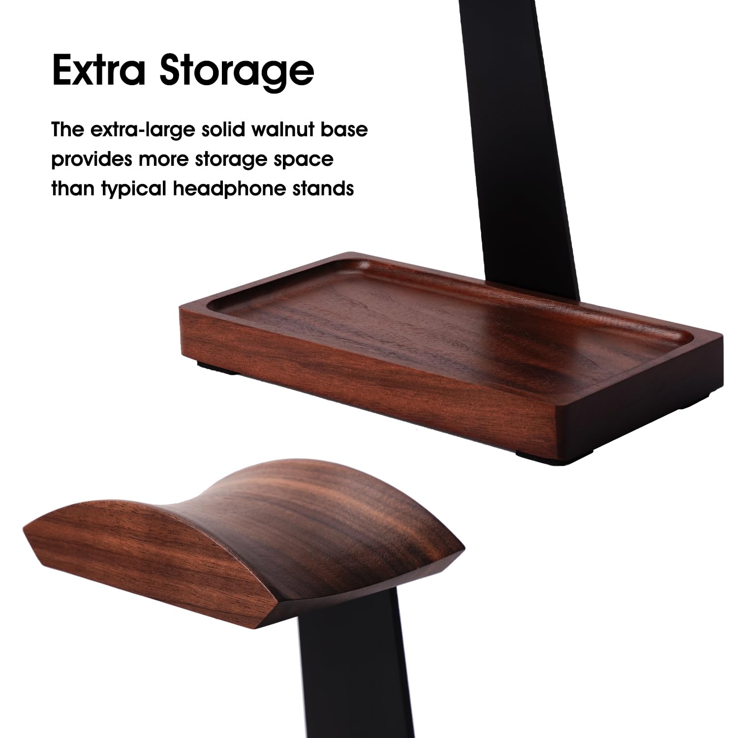 Soporte para auriculares de madera de nogal y aluminio, soporte universal para auriculares modelo A
