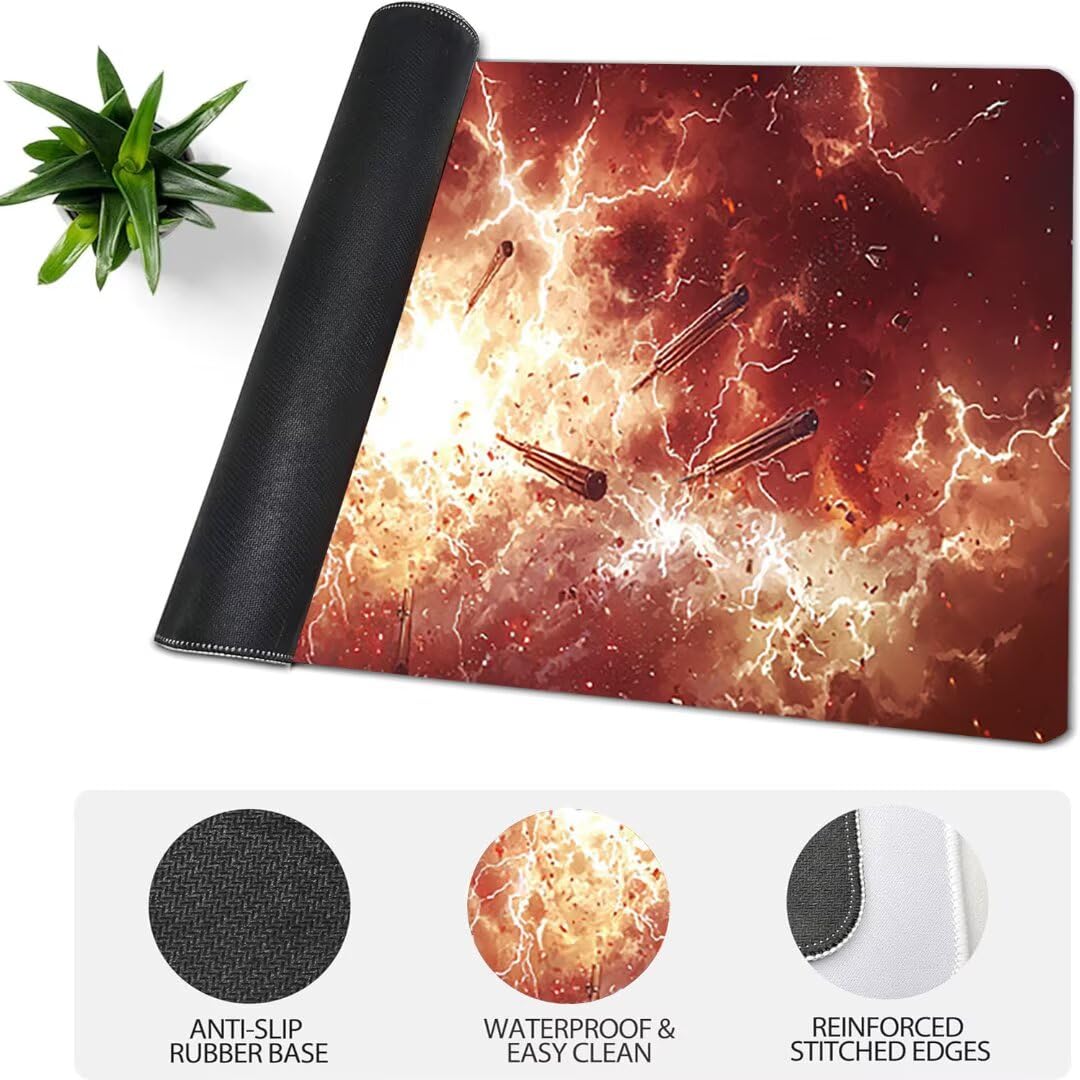 Podkładka pod mysz do gier XXL wielokolorowa krajobraz, mata na biurko XXL - 1400 x 600 x 3 mm - pod biurko, mysz dla graczy antypoślizgowa gumowa podkładka pod mysz zszyte krawędzie, dla graczy