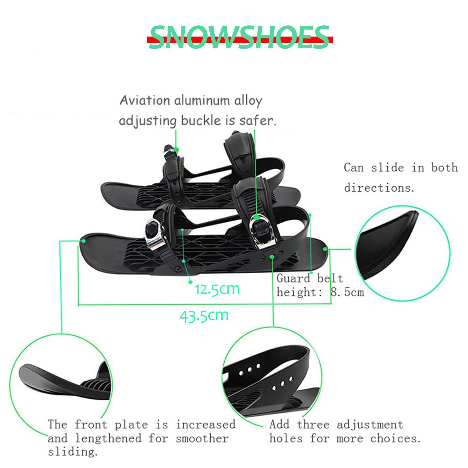 Mini Pattini da Sci Corti per Neve, Mini Pattini da Sci Corti Regolabili, Pattini da Neve Corti Snowblade Skiboard per Sport Invernali Attrezzatura da Sci