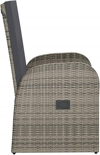 Miniatura 6 de Reclining Patio Chairs 2 pcs with Cushions Poly Rattan Gray Outdoor Patio Dining Lawn Outdoor Dining Chairs Sillas para Comedor for Terrace