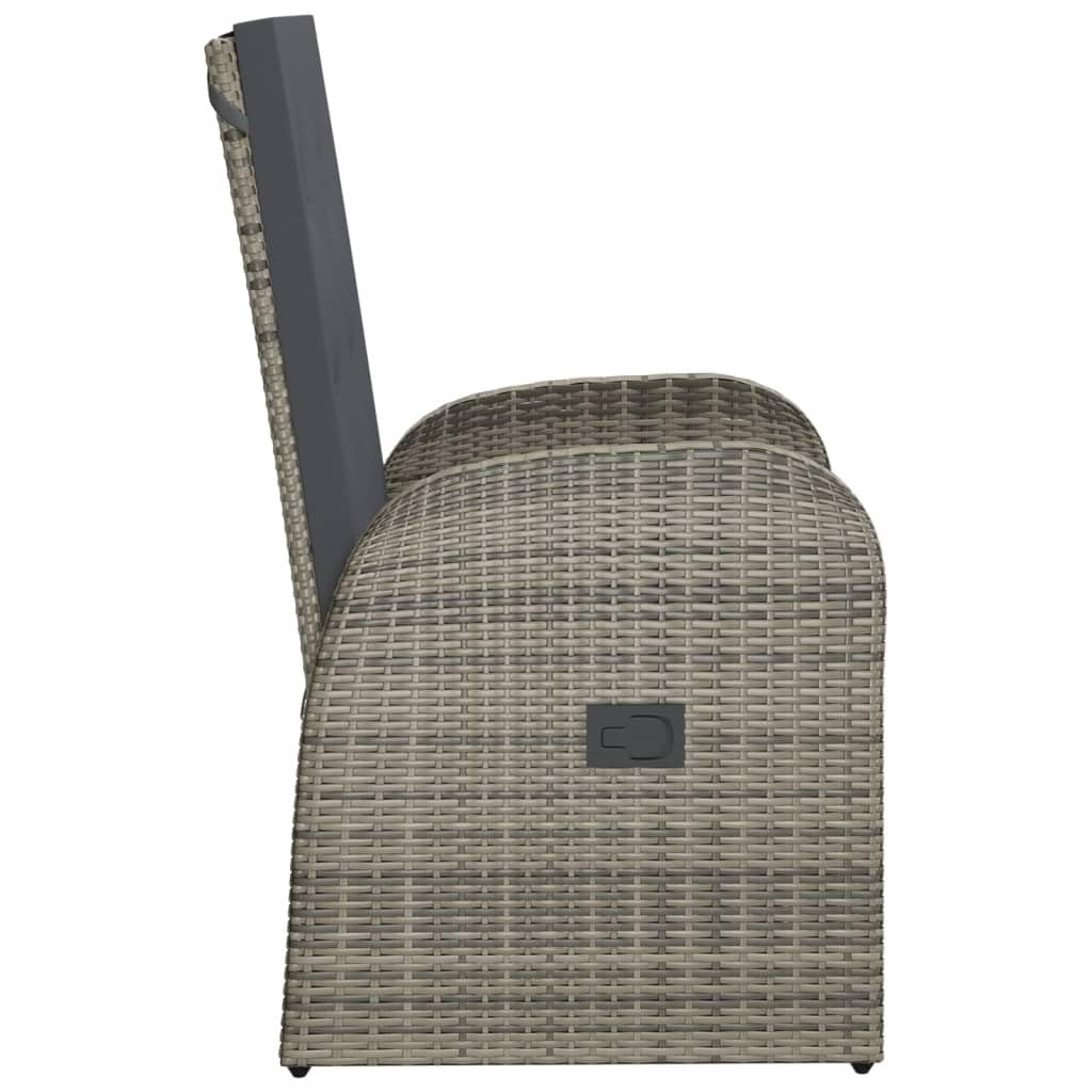 vidaXL Lot de 2 chaises longues de jardin avec coussins - En polyrotin - Gris