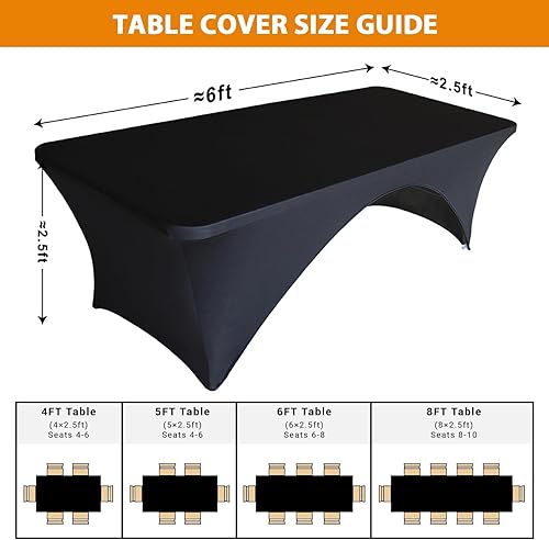 Miniatura 4 de Eurmax Mantel de elastano de EE. UU. de 6 pies, ajustable en más de 30 colores, de poliéster, elástico, de elastano, mantel de mesa de 6 pies con