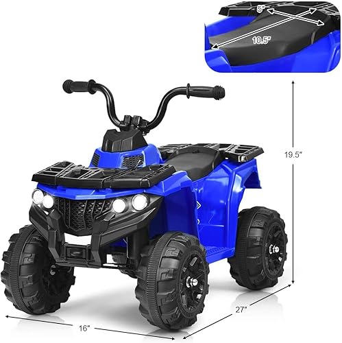 Miniatura 5 de GLACER Cuatrimoto para niños, auto cuádruple de 4 ruedas para niños, vehículo eléctrico alimentado por batería de 6 V con suspensión de resorte,