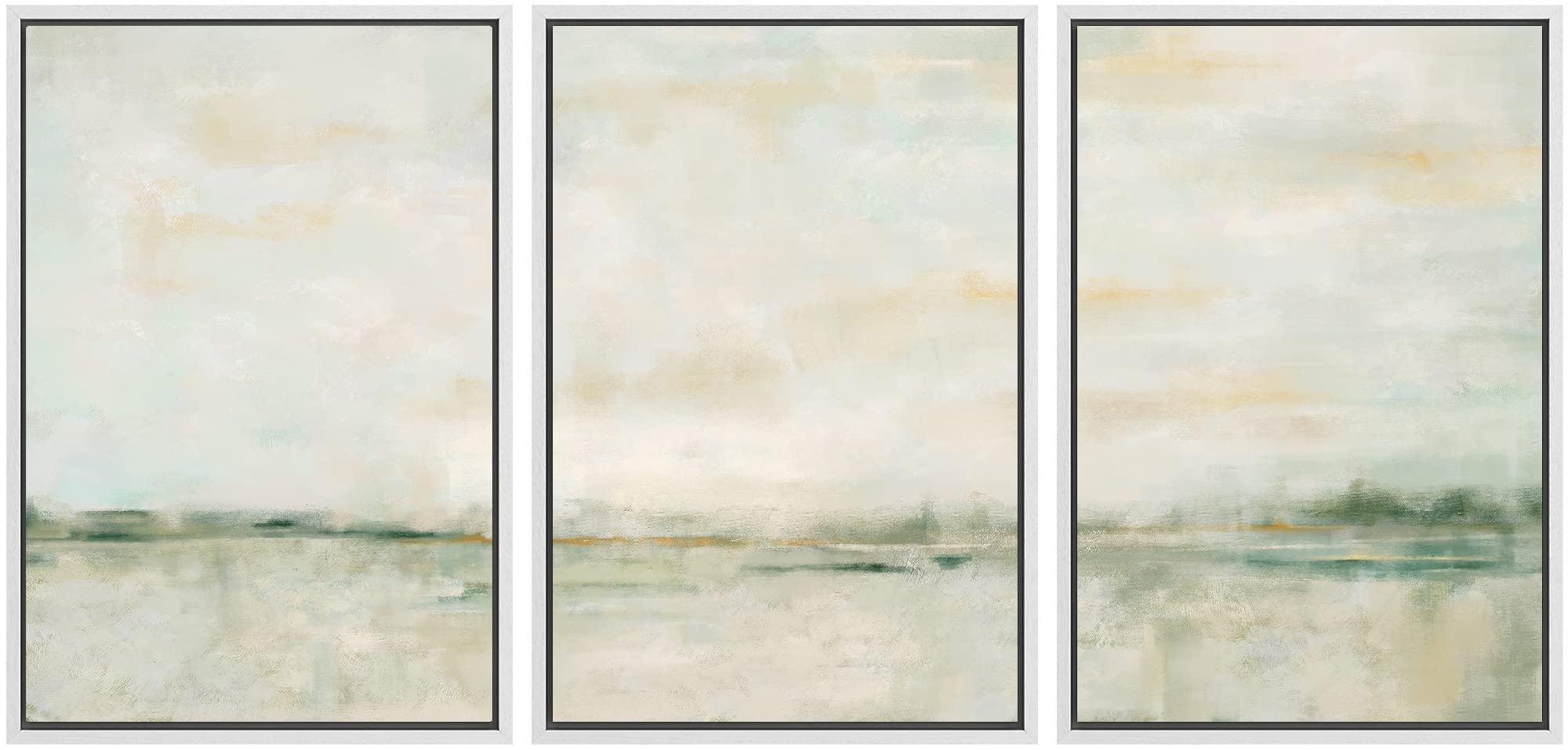 SIGNWIN Framed Canvas Print Wall Art Set Coastal Serenity Abstract Seaside Illustrations Modern Art Decorative Rustic Calm/Zen for Living Room, Bedroom, Office - 24"x36"x3 Natural — view 123