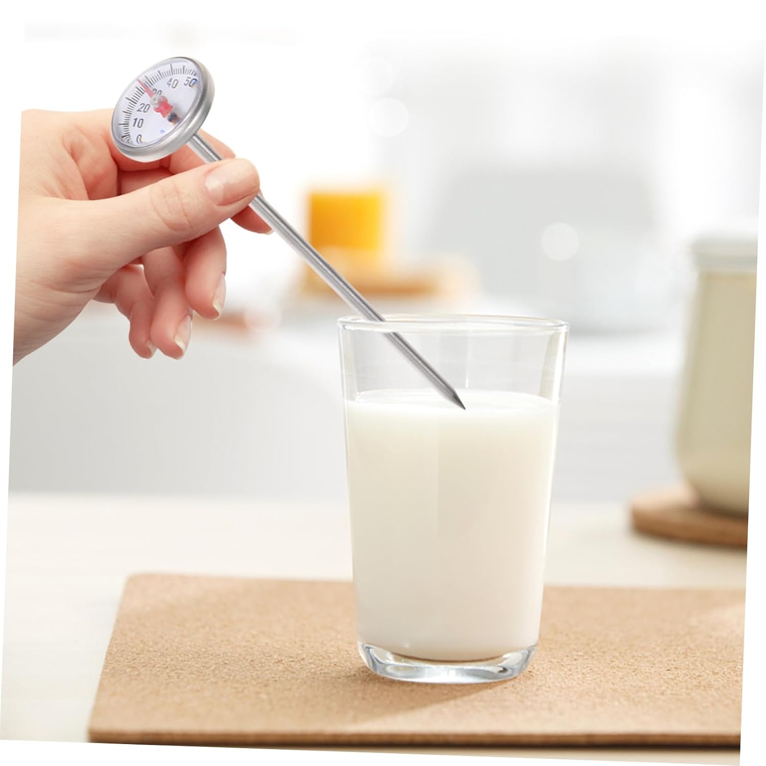 Mini Digital Thermometer for Milk and Food Waterproof Kitchen Probe 304 Stainless Steel Easy to Read Suitable for Baby Formula Cooking and Baking