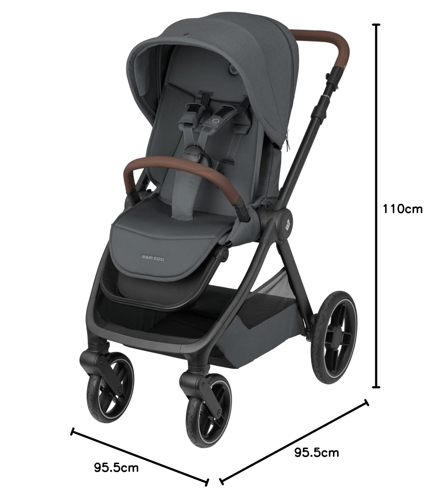Maxi-Cosi Oxford Plus - Passeggino 2 in 1, con Navicella, 0-4 anni(0-22 kg), compatto pieghevole, Sospensioni ammortizzanti, 3 posizioni, 10 kg Ampio cestello, Seduta spaziosa, Twillic Graphite