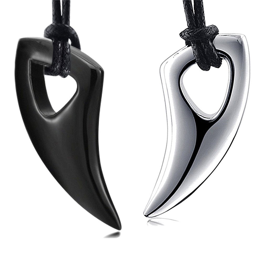 Mens Stainless Steel Wolf Teeth Pendant Alpha Spear Necklace with Adjustable Black Chain-image-18