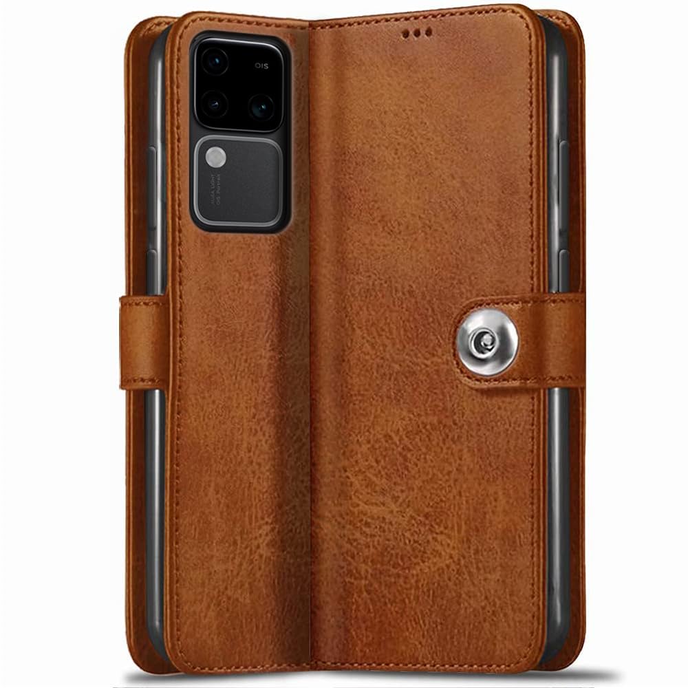 TheGiftKart Flip Cover Back Case for Vivo V30 / V30 Pro 5G | Genuine Leather Finish | Designer Button | Inbuilt Pockets & Stand | Flip Back Cover Case for Vivo V30 / V30 Pro 5G (Faux Leather, Brown) (B0CWHB9QNQ) Amazon Price History, Amazon Price Tracker