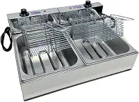 Fritadeira Elétrica Industrial 2 Cubas Inox 10 Litros(110)