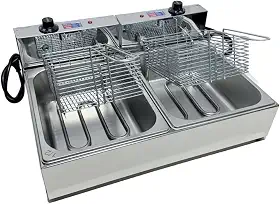Fritadeira Elétrica Industrial 2 Cubas Inox 10 Litros(110)