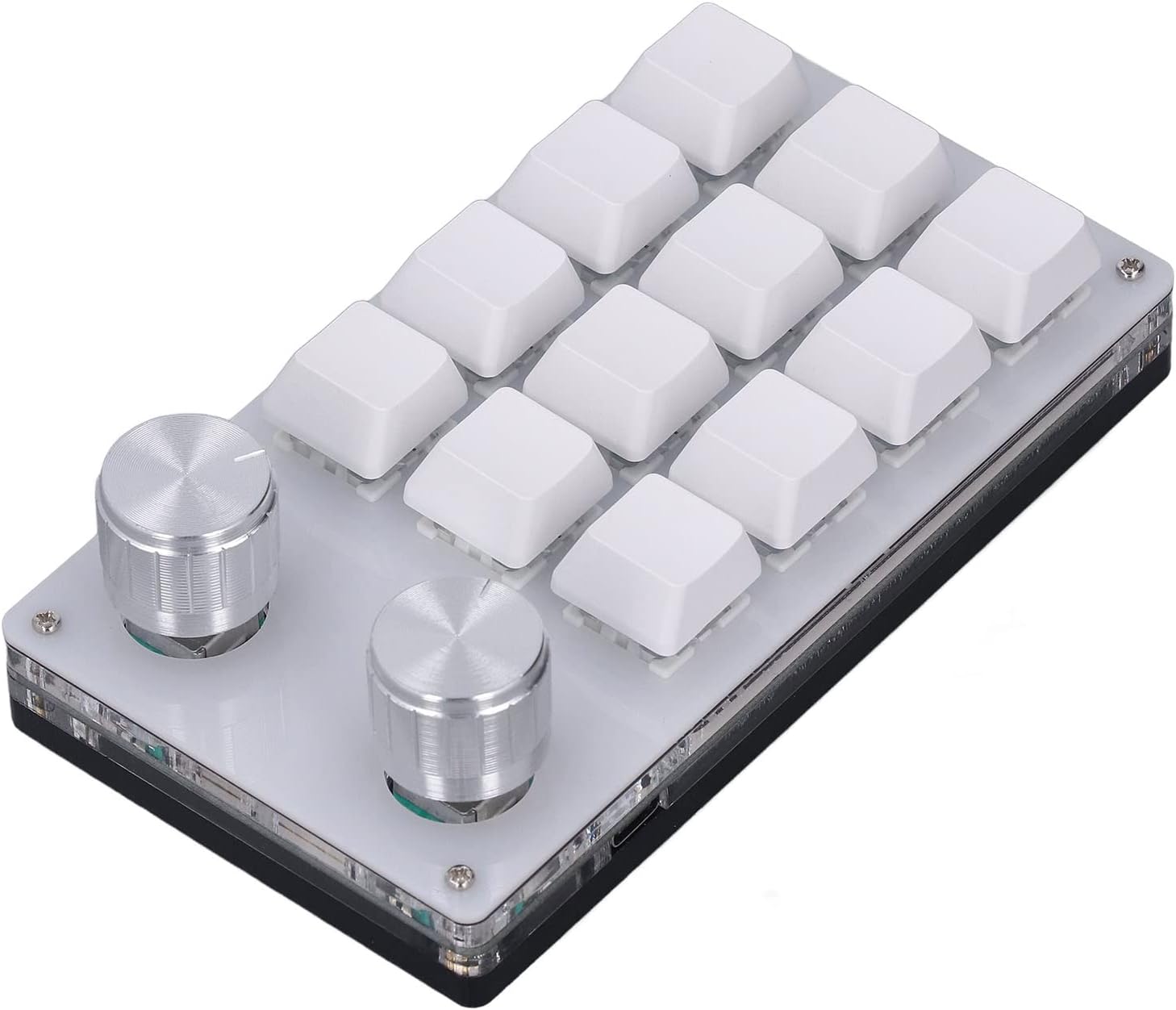 One Handed Programmable Mechanical Keyboard with 2 Knob, Programming Macro Pad, USB C 12 Key Mini Keypad, Multifunction DIY Programmable Keypad