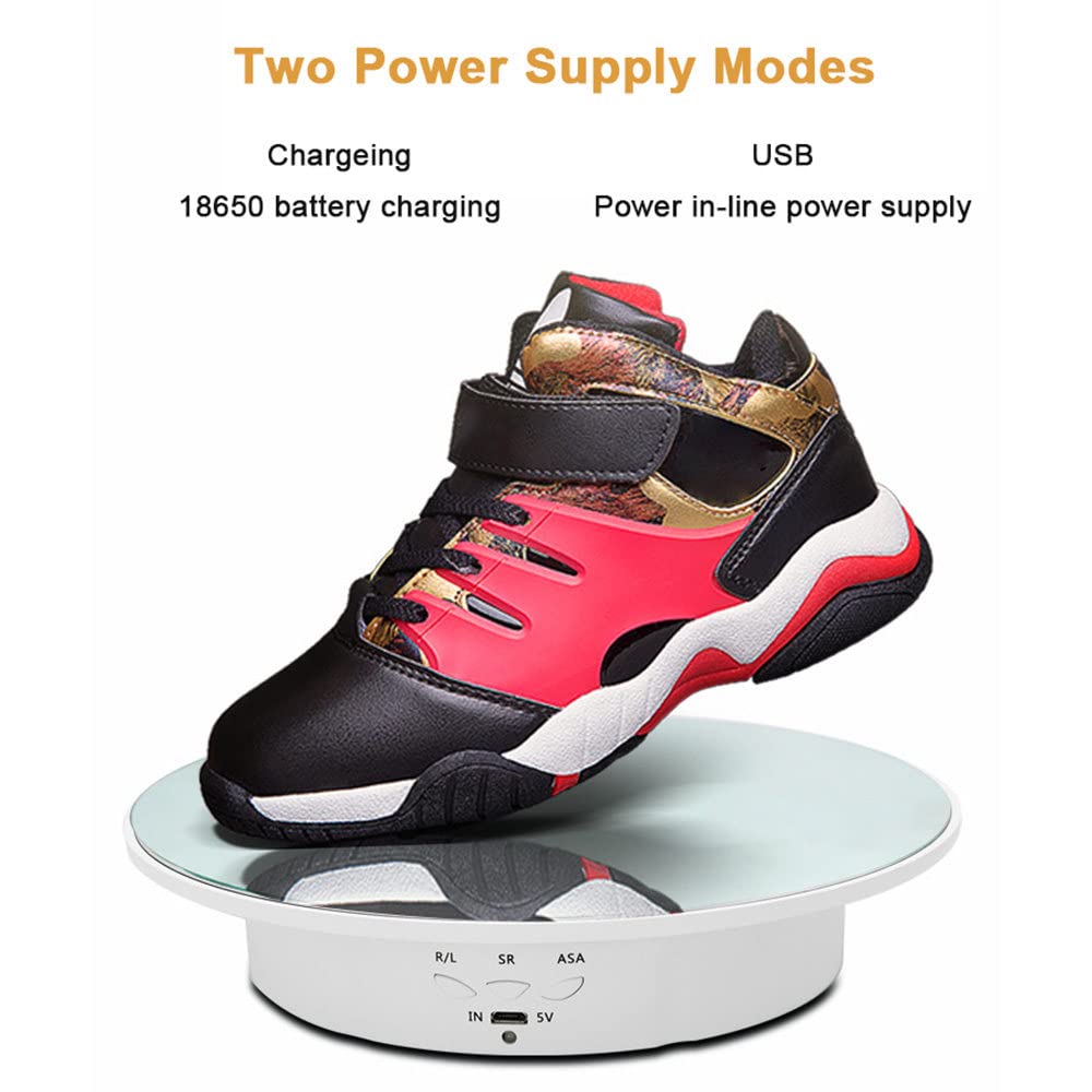 Base Giratoria EléCtrica, Plato Giratorio Silencioso AutomáTico De 360 Grados Para FotografíA, ExhibicióN De Productos, VíDeo En Vivo, AlimentacióN Por BateríA/Usb, Carga De 20 Cm/8 Kg,A