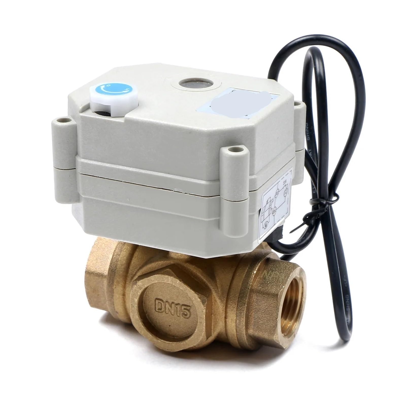Robinet à bille électrique 1/2 laiton 3 voies commutation L